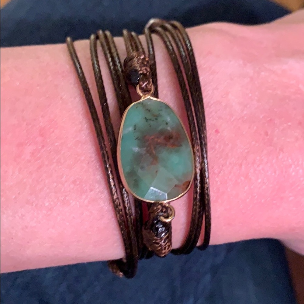 NEW Boho chalcedony leather wrap bracelet